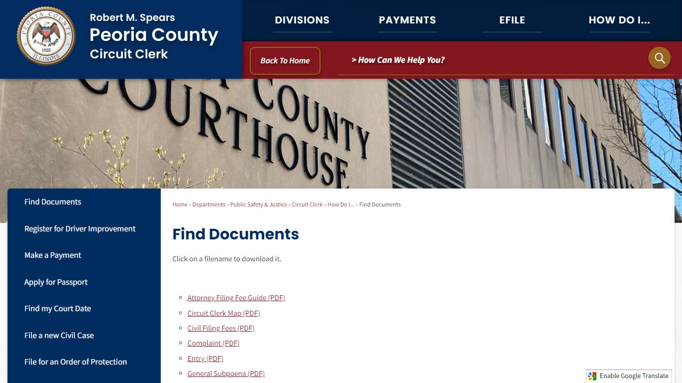 Find Documents | Peoria County, IL